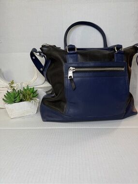 COACH Legacy Rory Hobo Satchel Shoulder Handbag Colour  Block Blue Black Leather